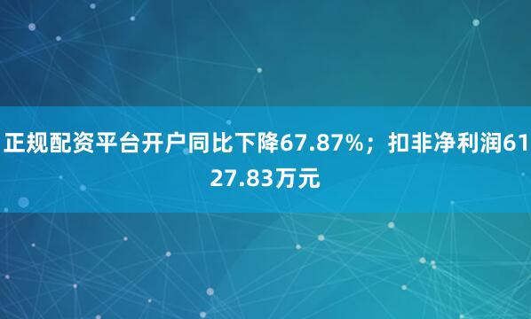 正规配资平台开户同比下降67.87%；扣非净利润6127.83万元